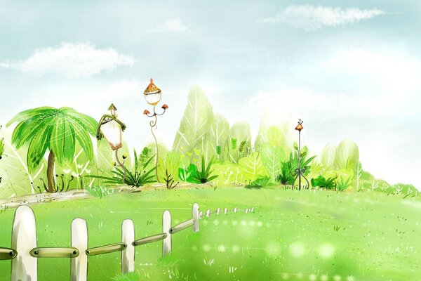 Illustration de la nature fabuleuse derrière la clôture