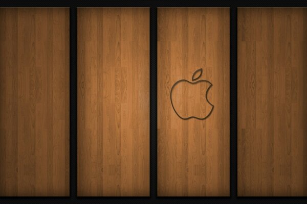 Signe d Apple sur fond en bois