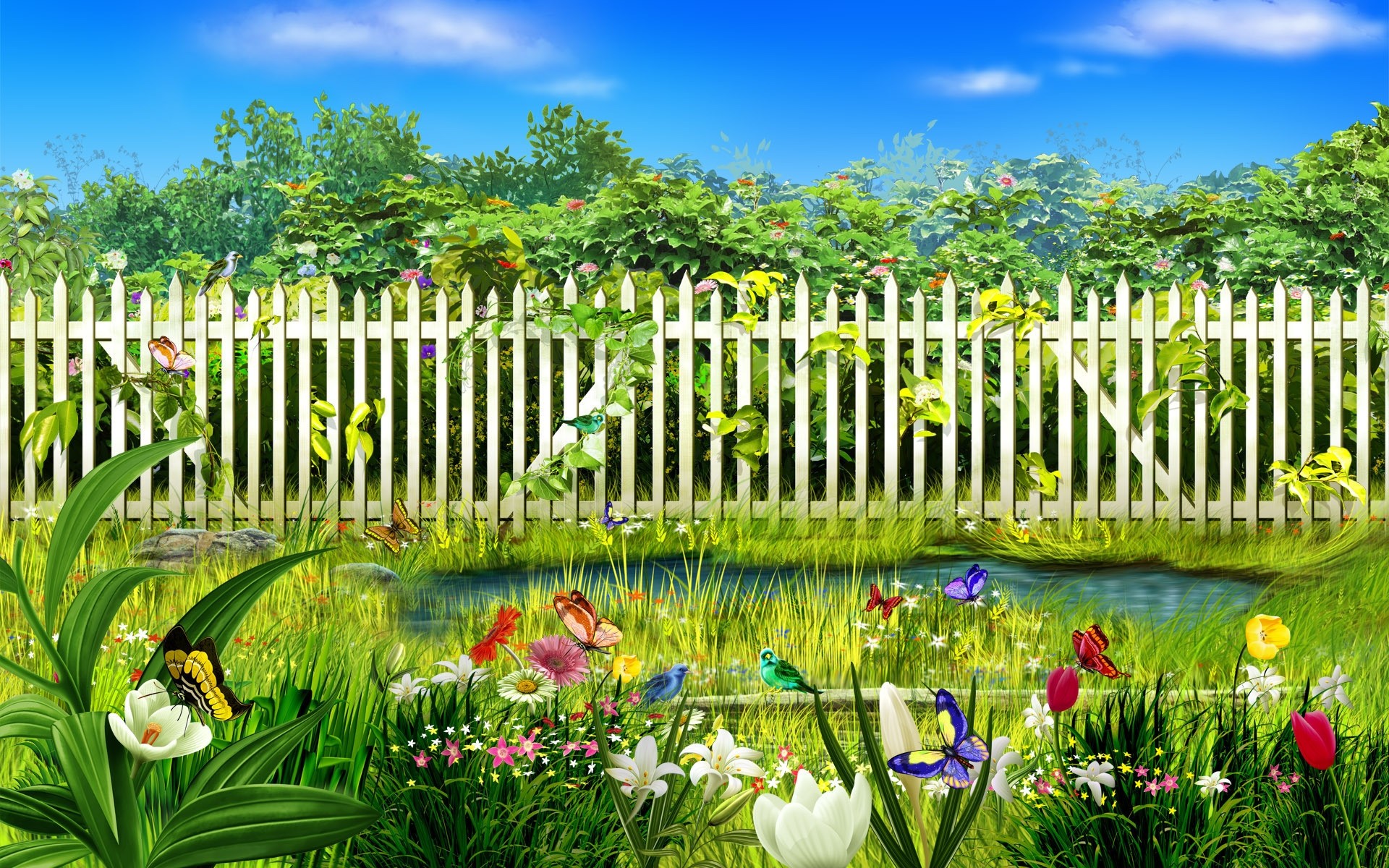 paysage herbe jardin nature fleur été flore feuille pelouse à l extérieur paysage clôture croissance ciel parc rural arbre champ fleurs plantes couleurs fond