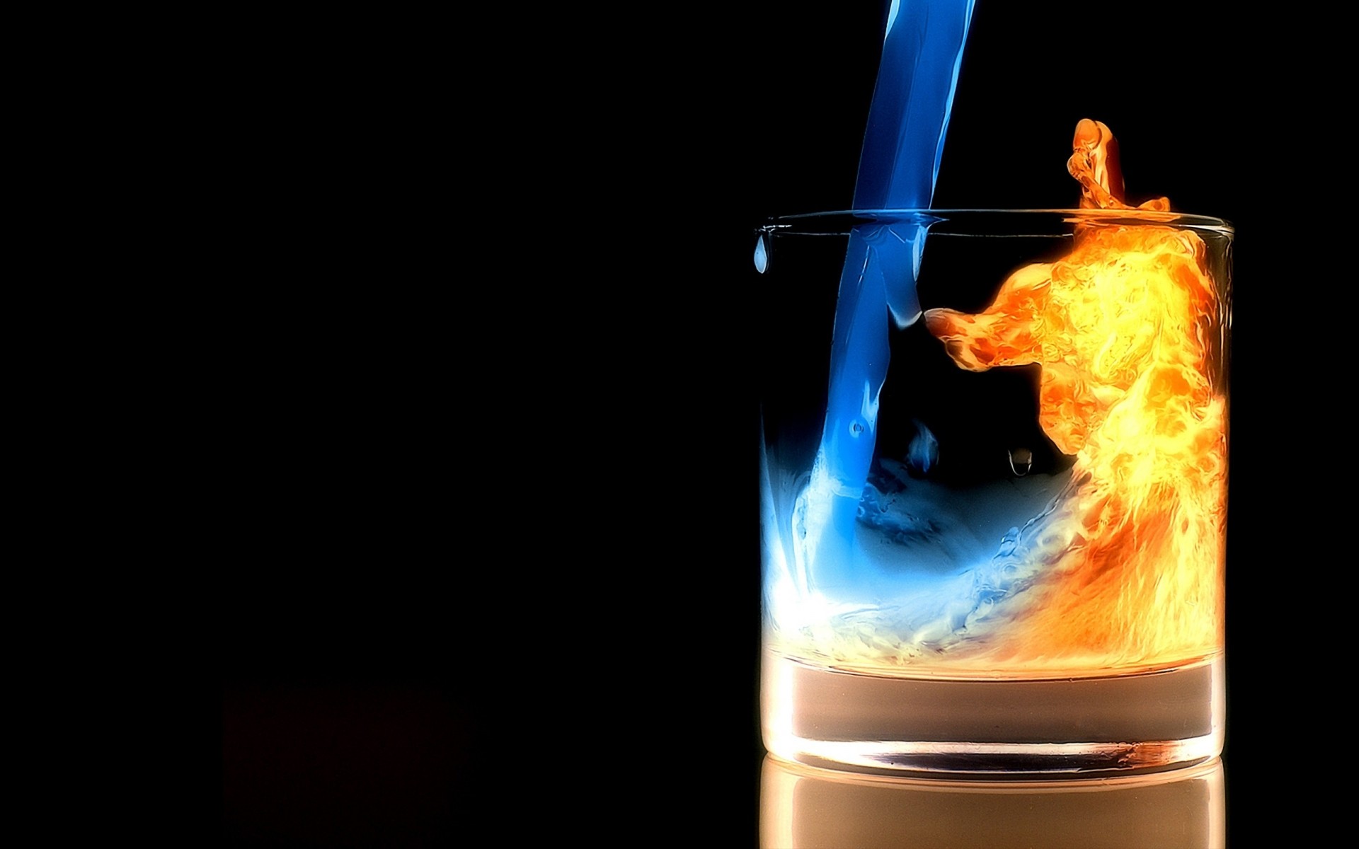 chaud flamme foncé verre liquide couleurs