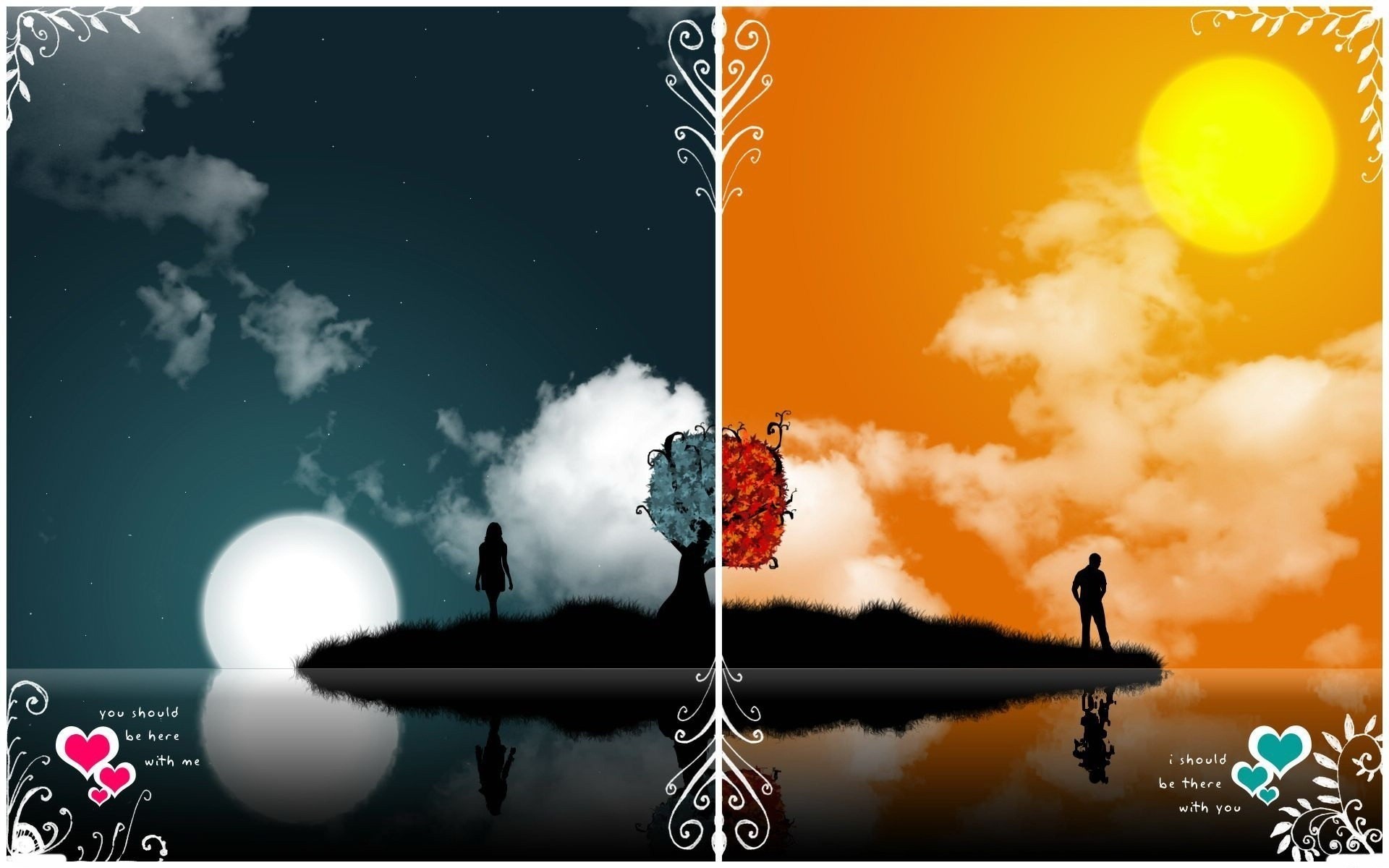 ciel silhouette dehors coucher de soleil soleil nature crépuscule beau temps sombre amour message lune lac nuit île