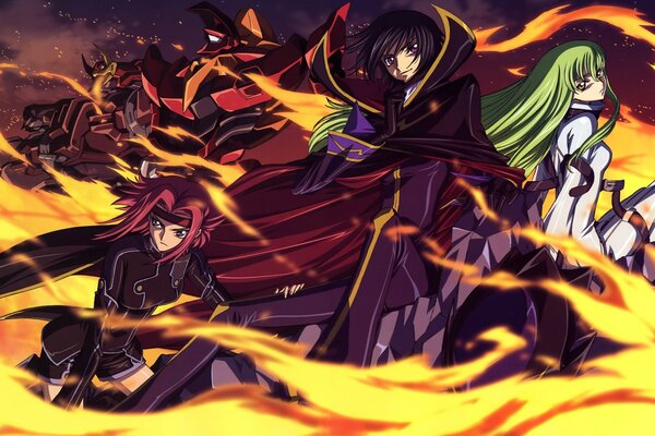 Personnages animés garçons et filles en feu