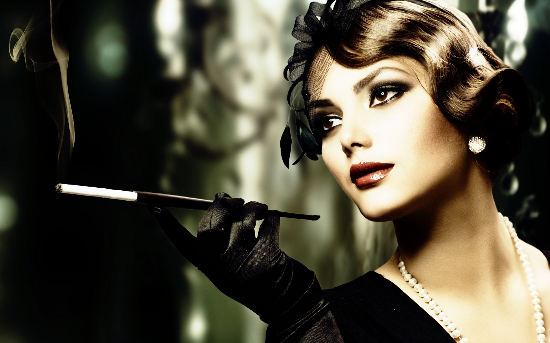 femme portrait mode fille modèle unique adulte glamour vintage fumée photo fond d écran rétro