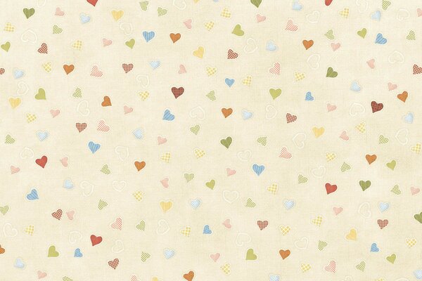 Illustration de coeurs colorés sur fond beige