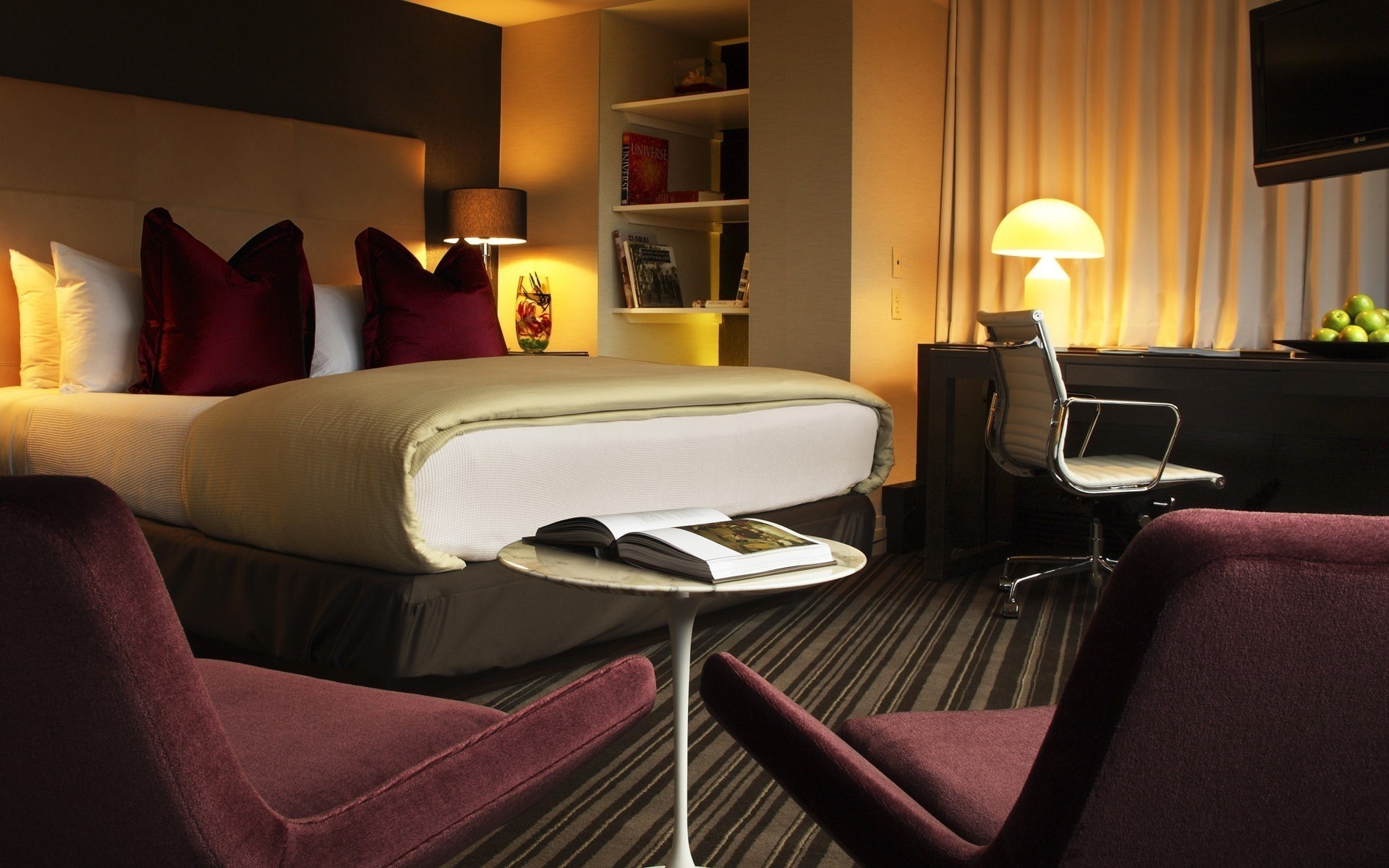 meubles chambre intérieur chaise lampe siège hôtel design d intérieur de luxe table lit à l intérieur chambre canapé coussin tapis moderne fenêtre famille étage bureau chaise