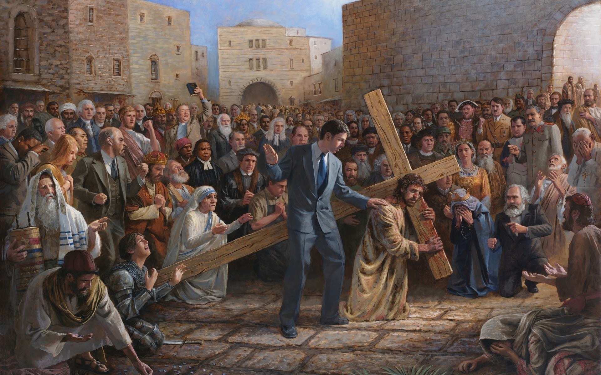 beaucoup groupe religion adulte femme homme foule cérémonie porter enfant pâques scène dieu