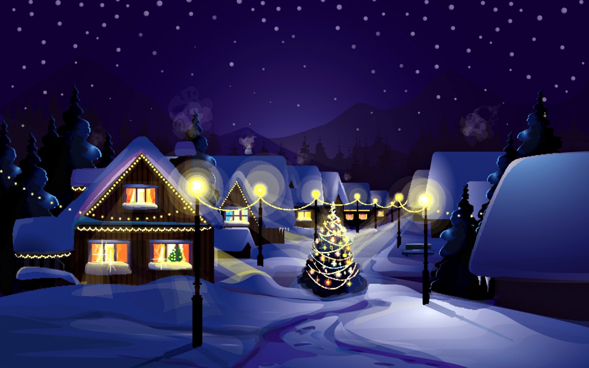 noël lune soirée lumière voyage film ciel rétro-éclairé lumières lumières de noël neige