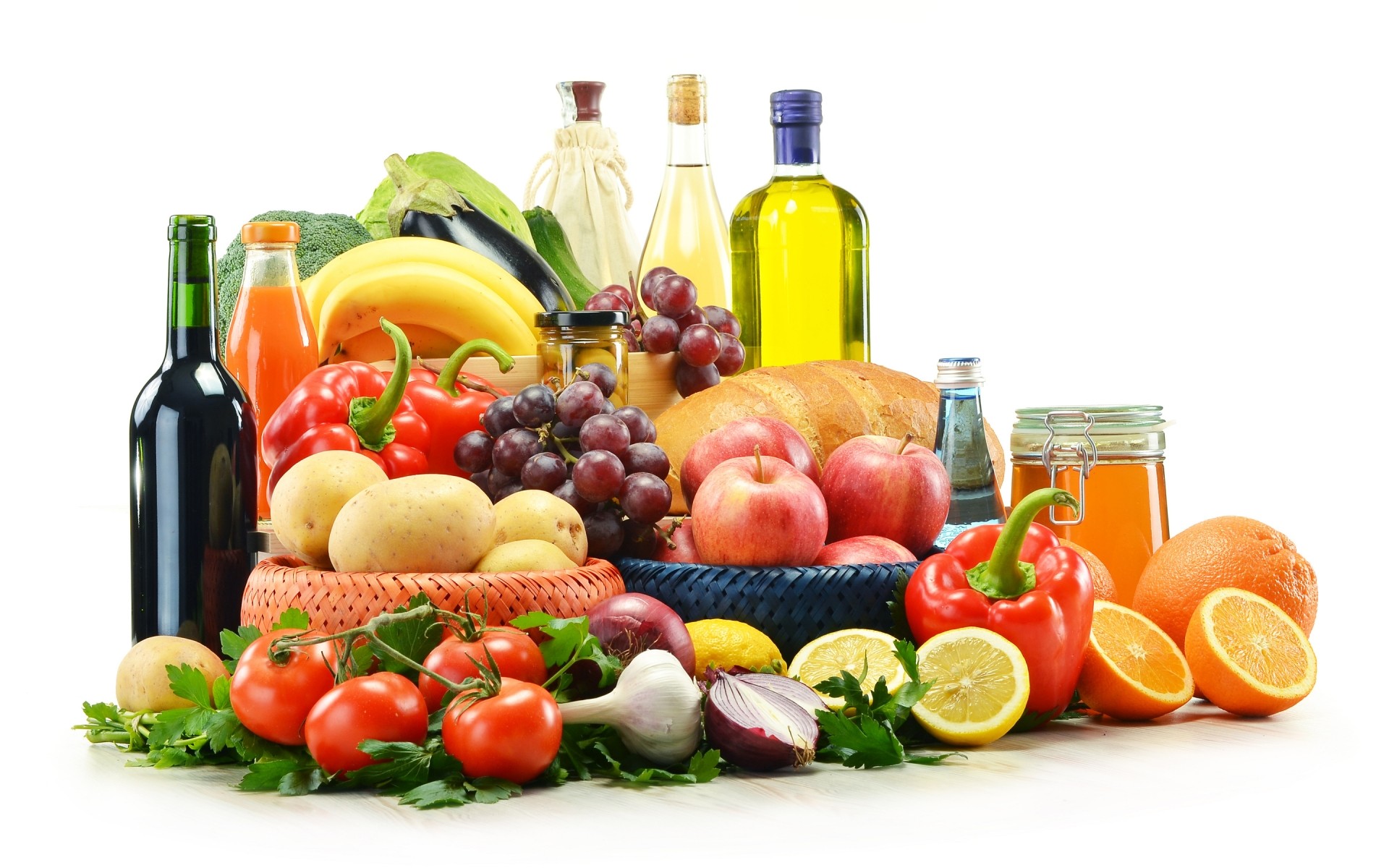 alimentaire en bonne santé tomate santé fruits légumes marché citron ail alimentaire raisin pomme genre jus ingrédients feuille isolé régime alimentaire poivre raisin vin huile