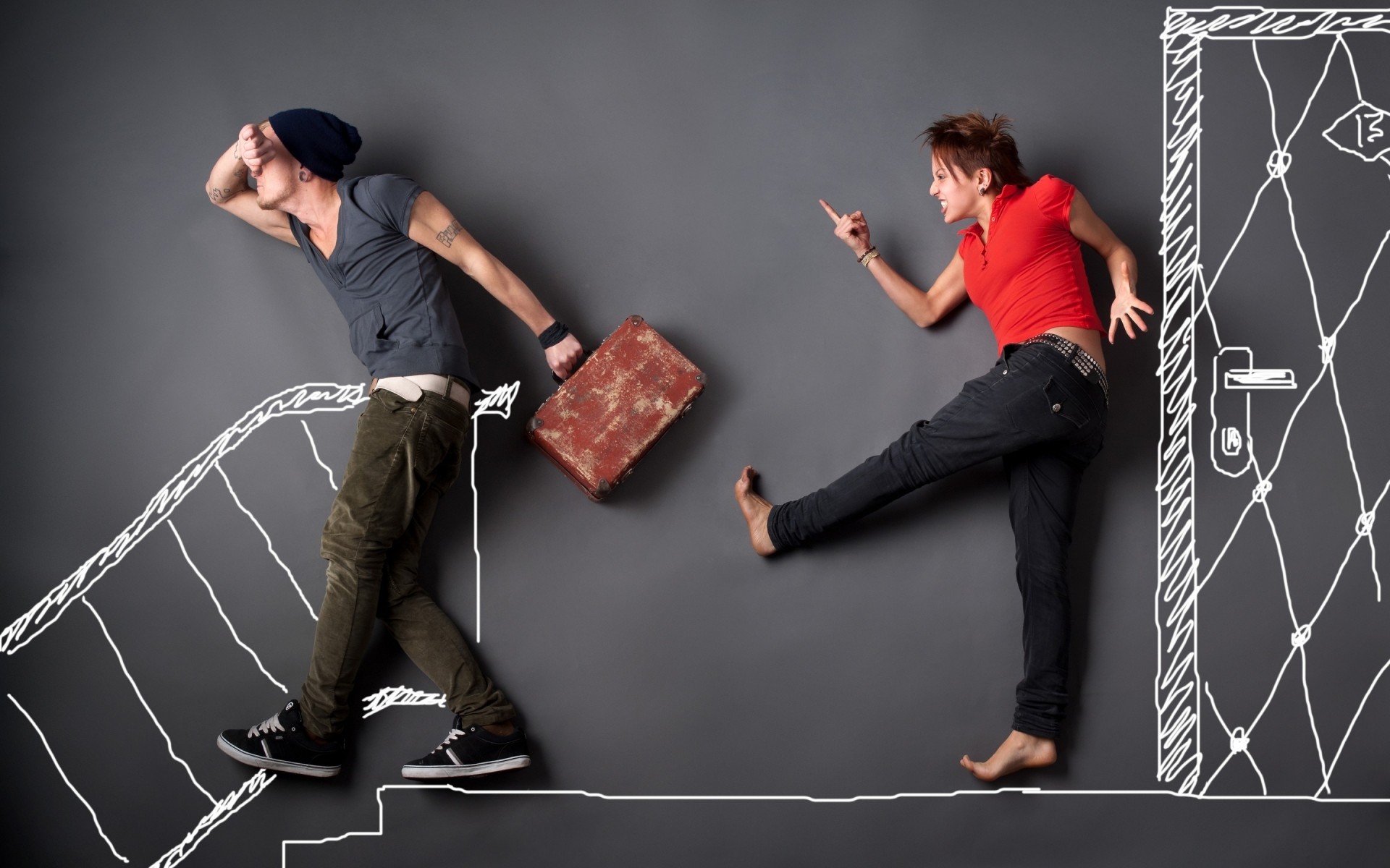 homme danger couple amour relations drôlement dessin sur le mur