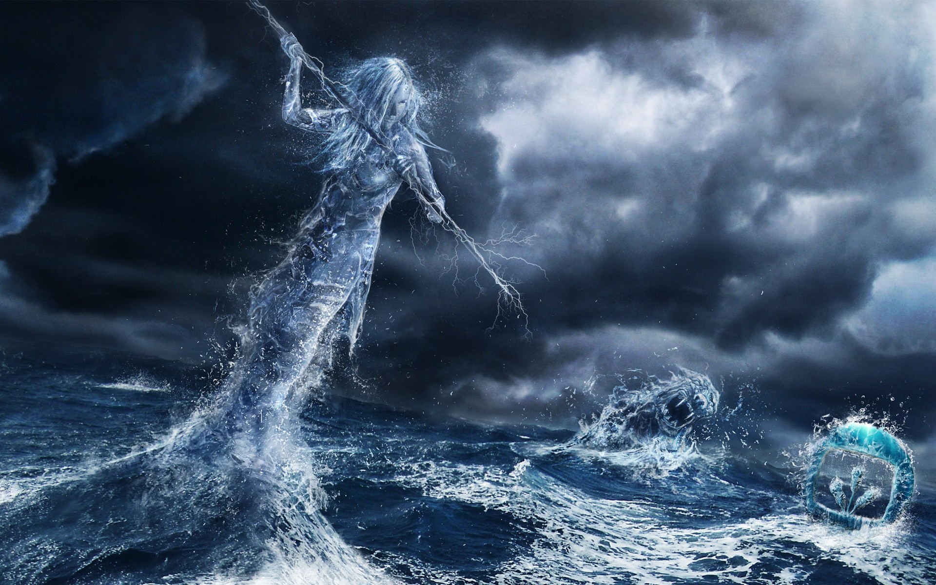 fantasy tempête nature océan eau vague mer danger humide trafic foudre pluie orage ouragan météo sombre monstre