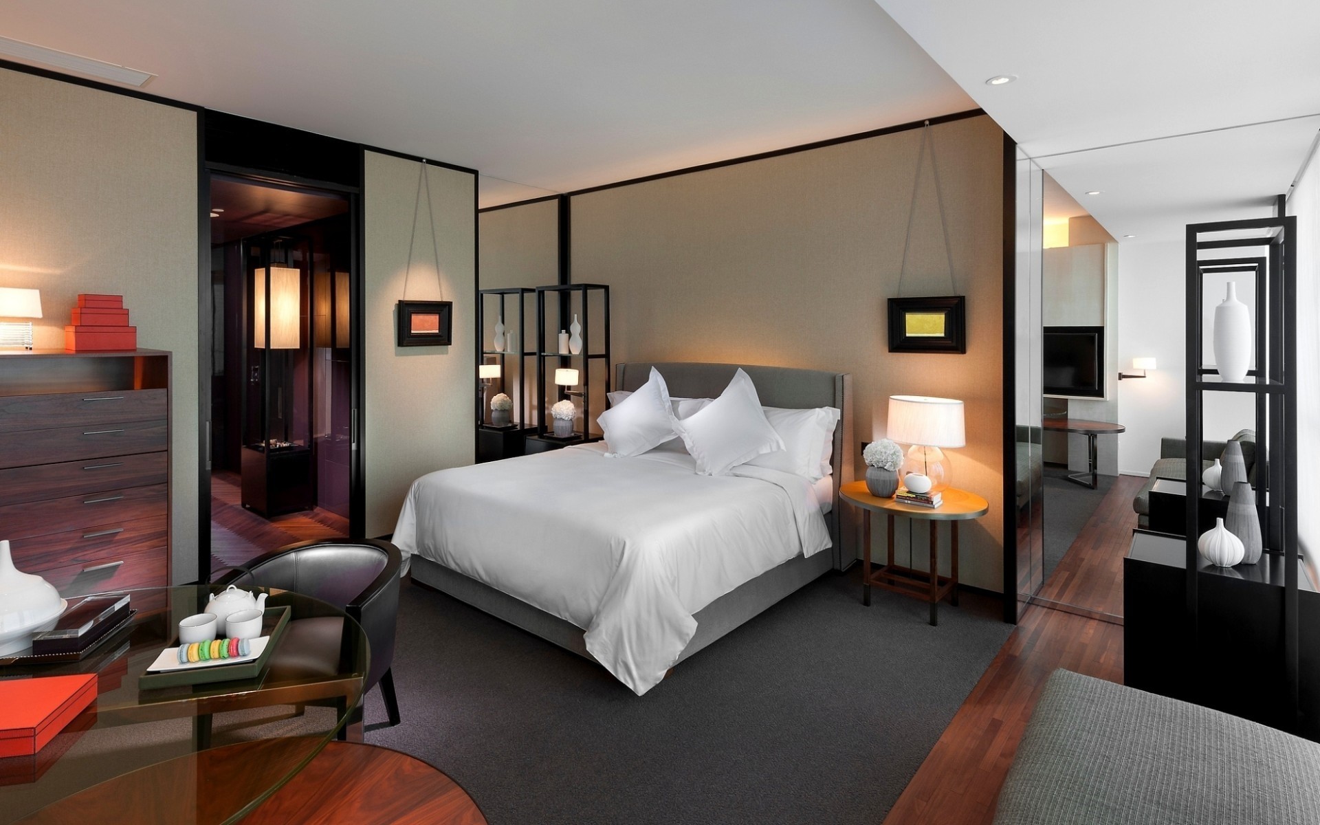 meubles chambre chambre à coucher lit maison intérieur design d intérieur lampe table chaise fenêtre miroir tapis plancher maison moderne place appartement hôtel de luxe canapé chambre design