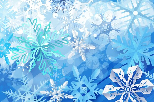 Illustration de Noël. Flocons de neige multicolores