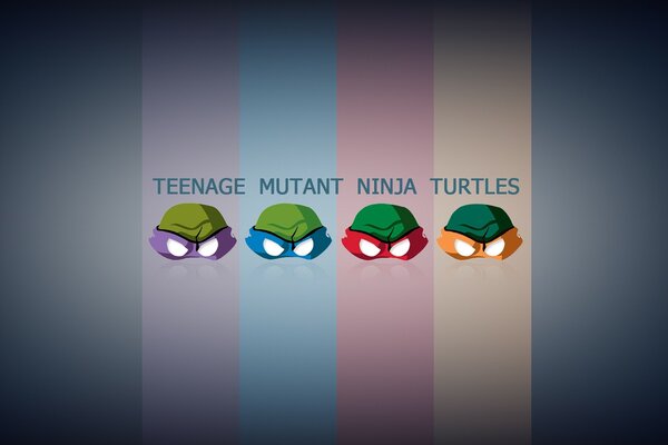 Masques de tortues ninja sur fond rayé
