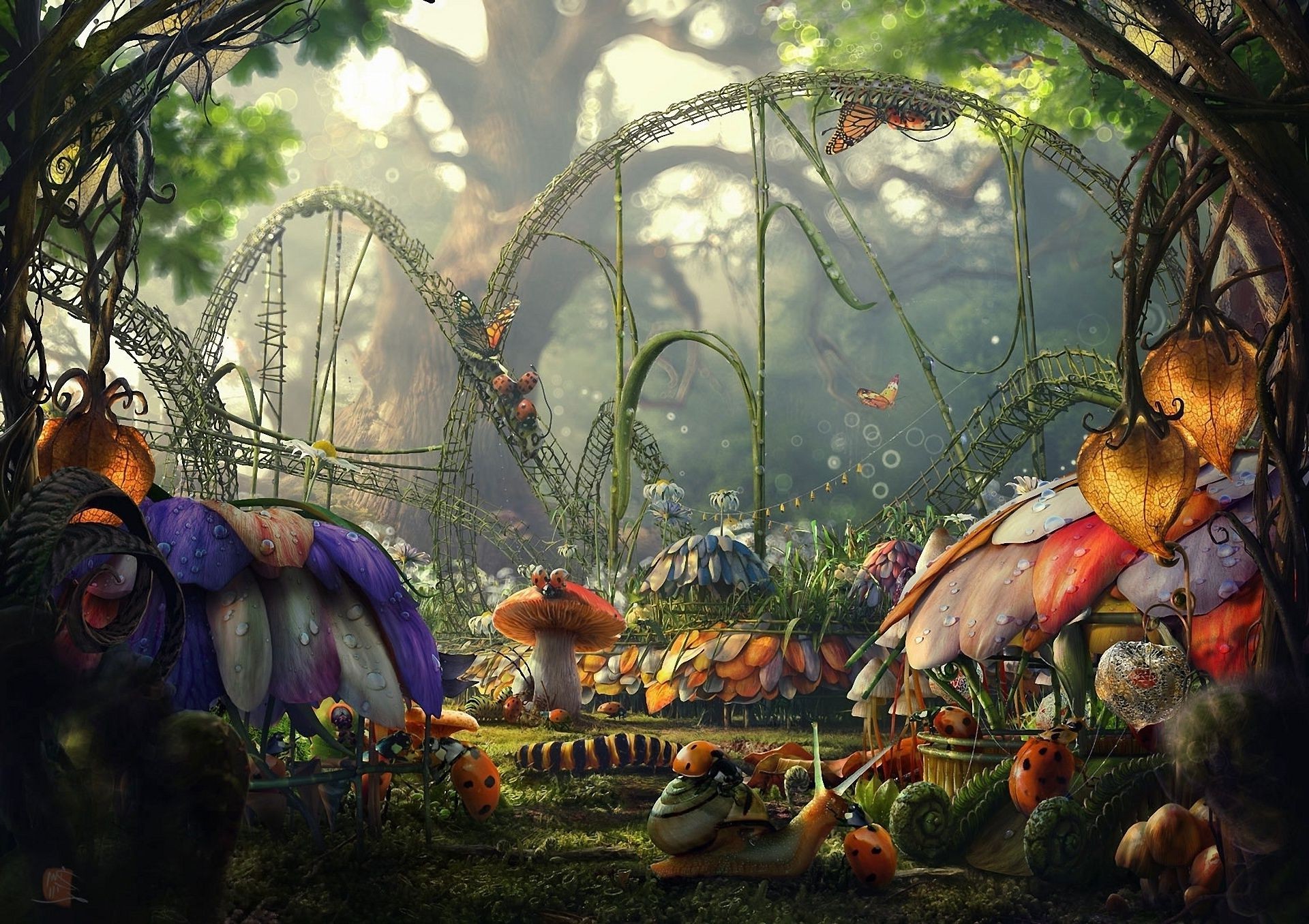 fantasy groupe arbre art illustration