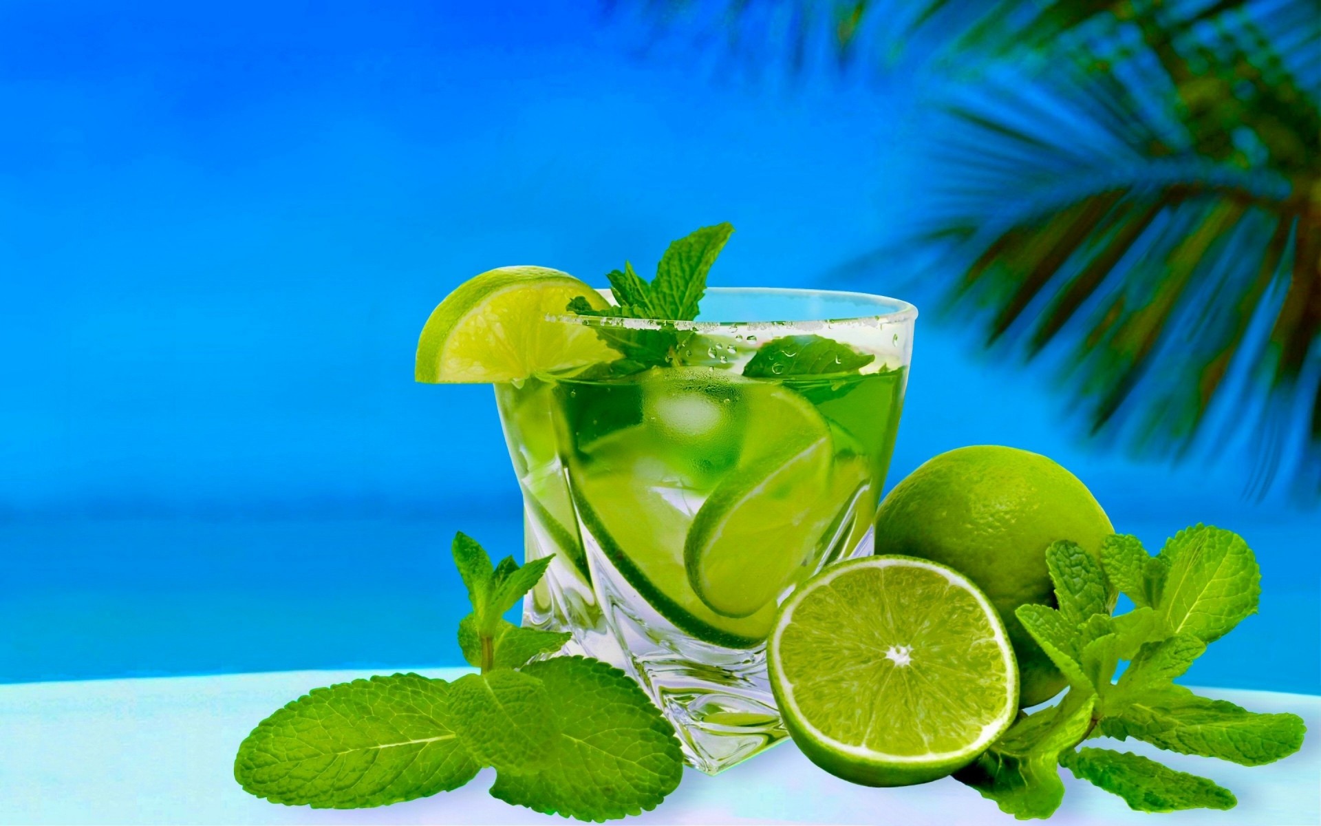 feuille tropical menthe été citron chaux fraîcheur nature fruits repas en bonne santé rafraîchissement jus cocktail boissons boisson d été