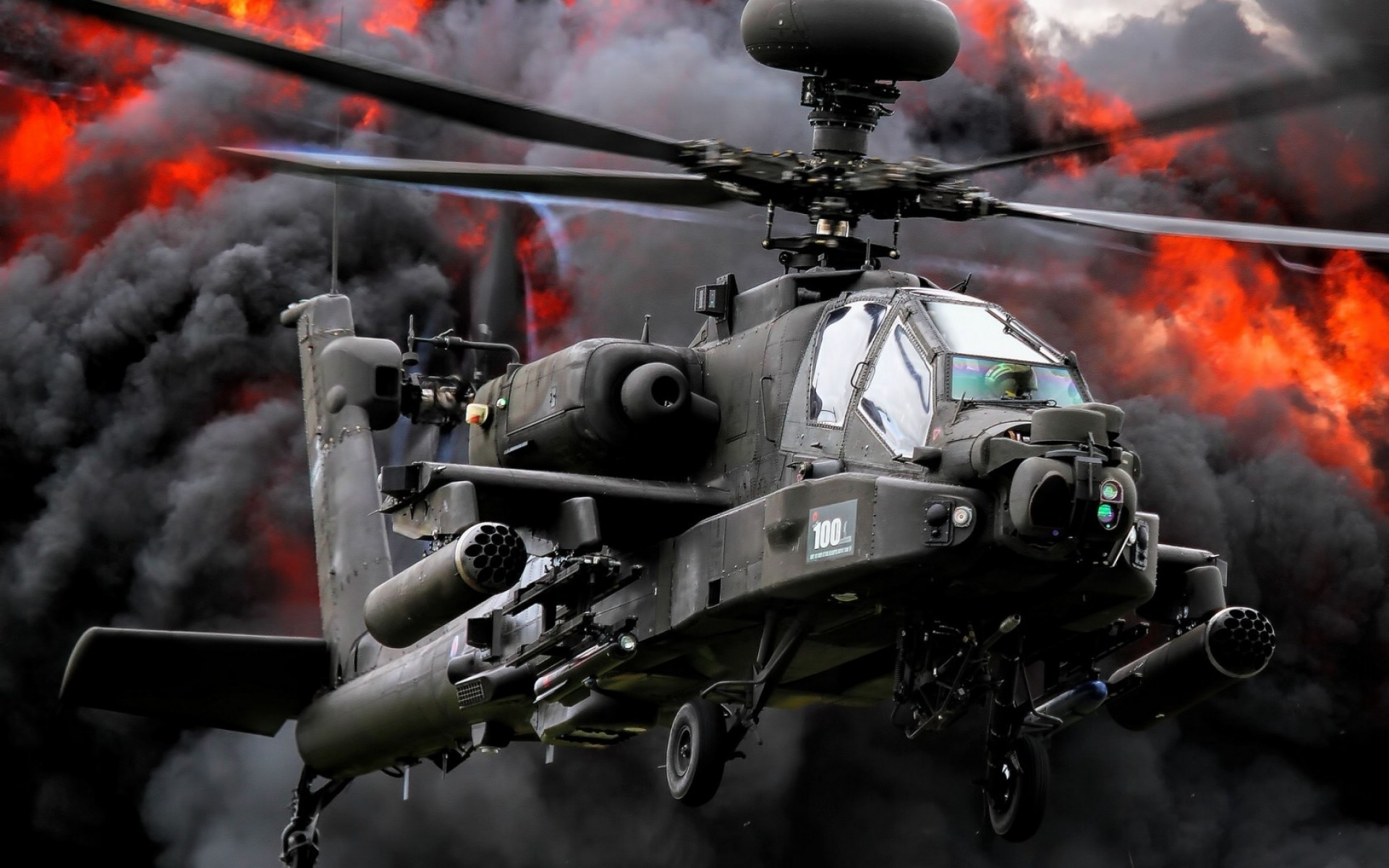 militaire hélicoptère voiture flamme guerre système de transport arme armée fumée boeing ah-64 apache