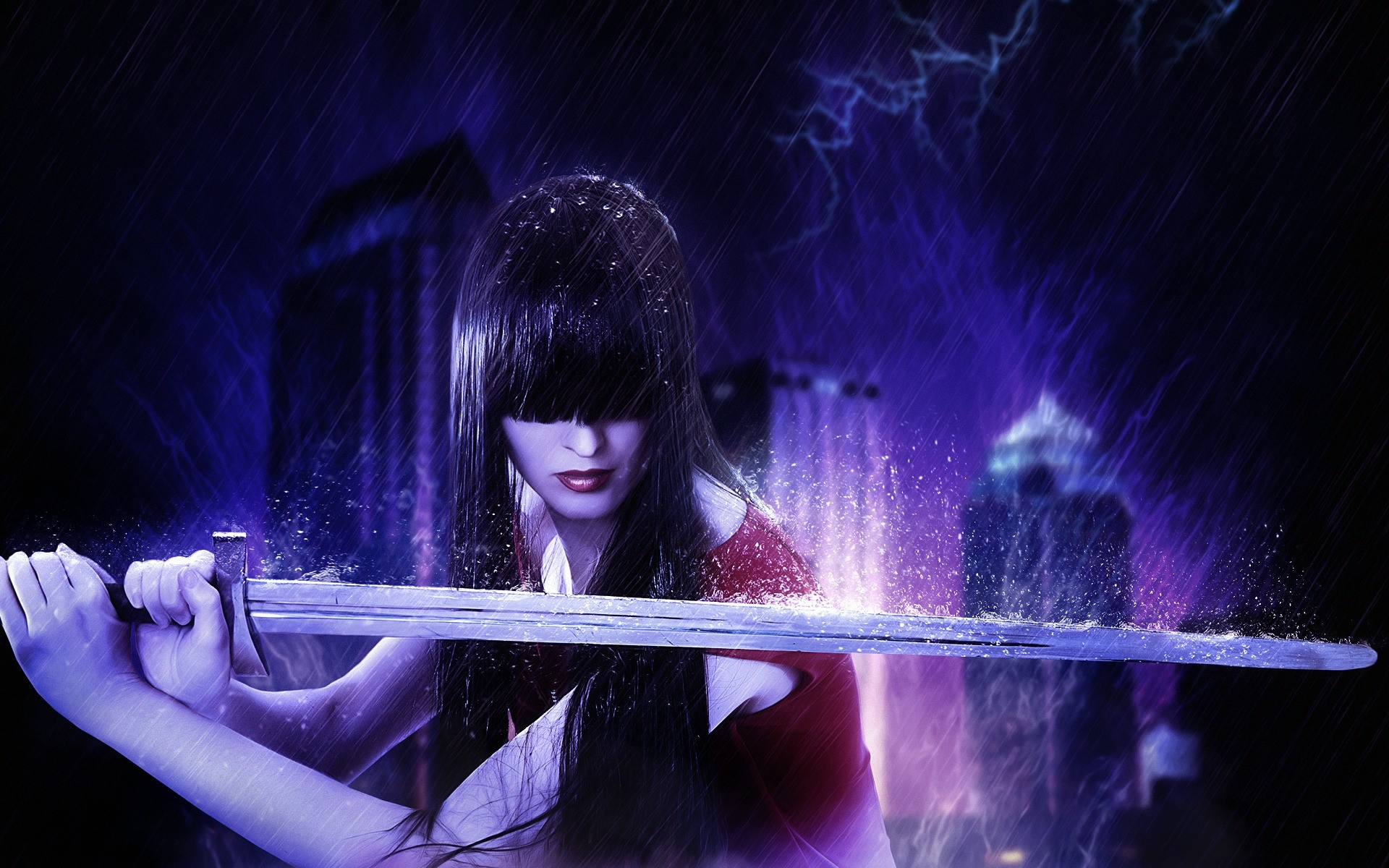 musique sombre fumée technologie concert résumé lumière fantaisie énergie performance art épée guerrier