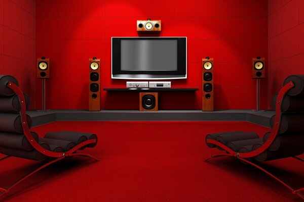 Home cinéma dans les tons rouges