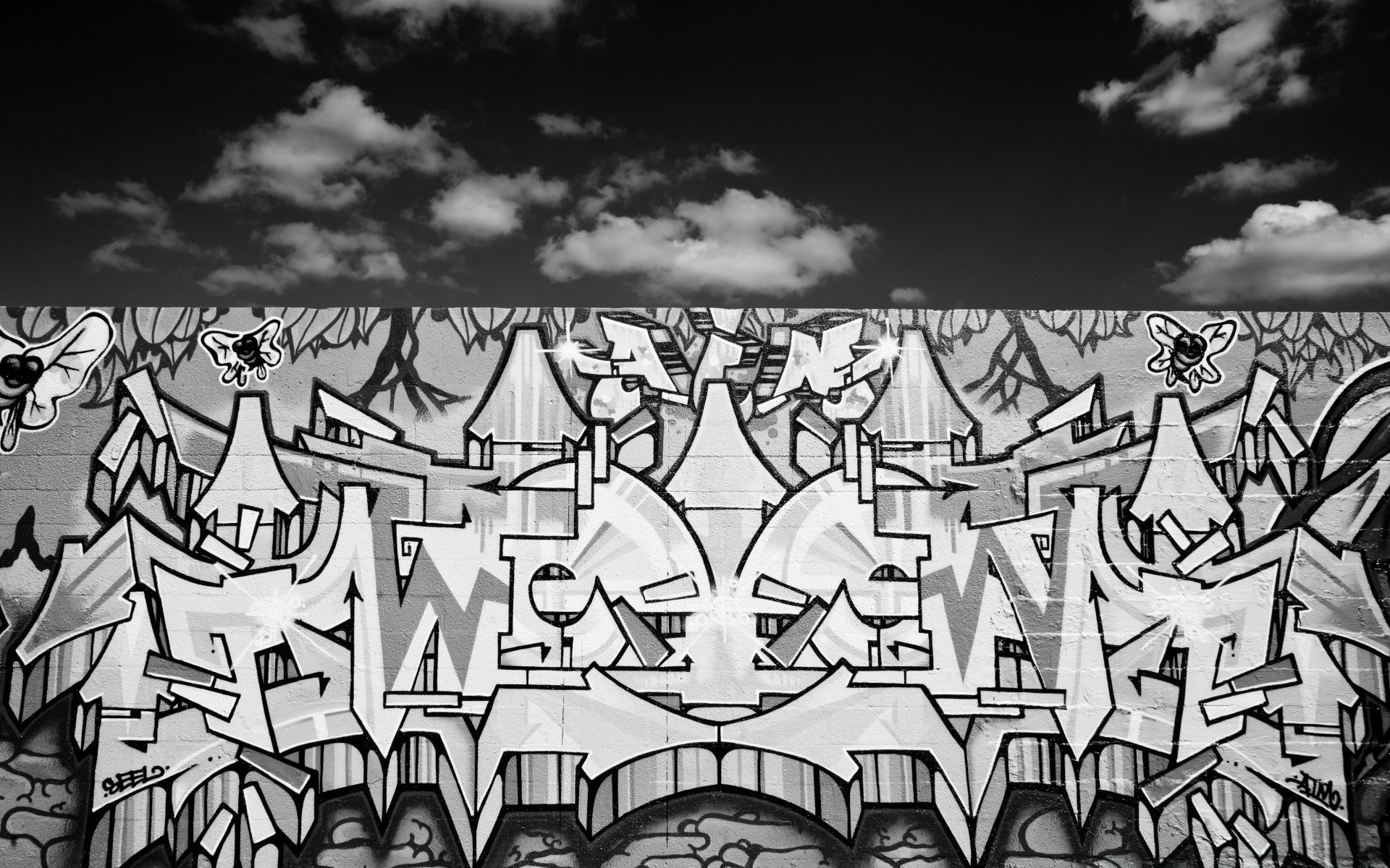 noir et blanc illustration art graffiti conception de bureau