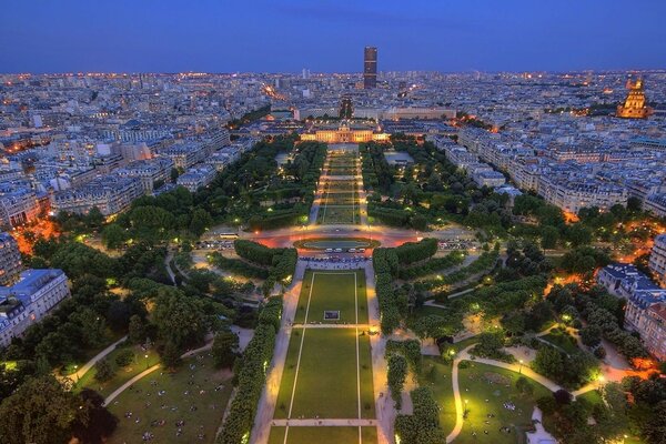 Paris France France lumières parc Panorama crépuscule Paris