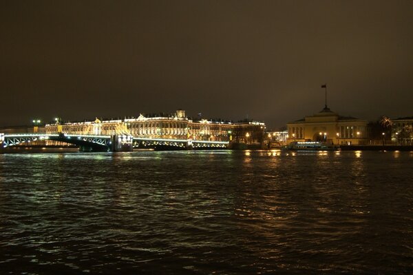 Paysage de nuit urbaine avec pont