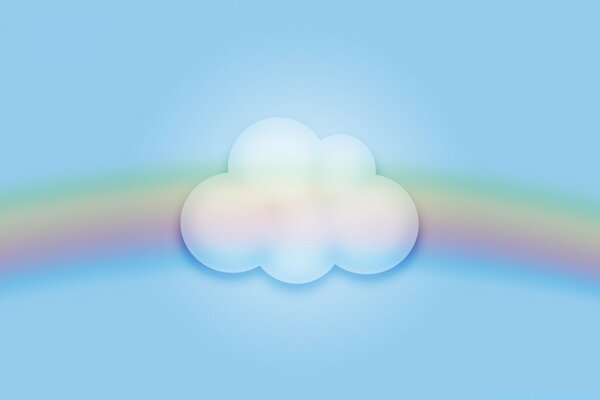 Arc-en-ciel et nuage. Fond bleu