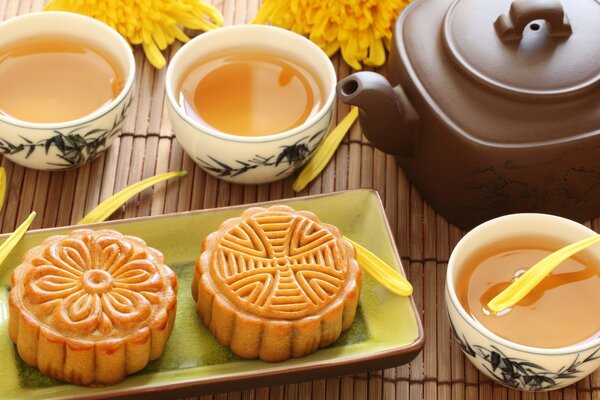 Traditions du thé avec des biscuits