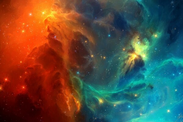 Ciel cosmique avec des lumières vives