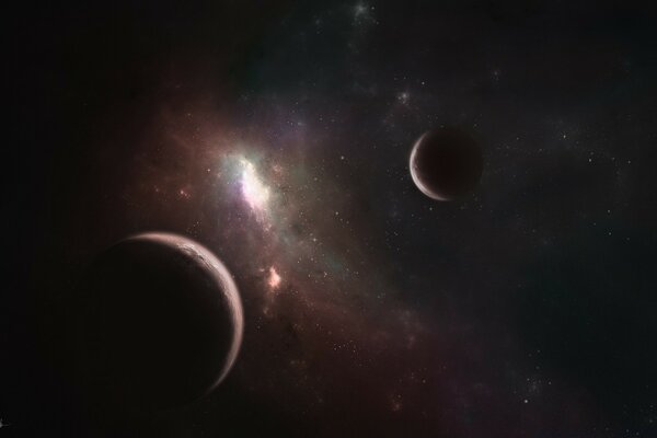 Planètes dans l espace. Mondes lointains