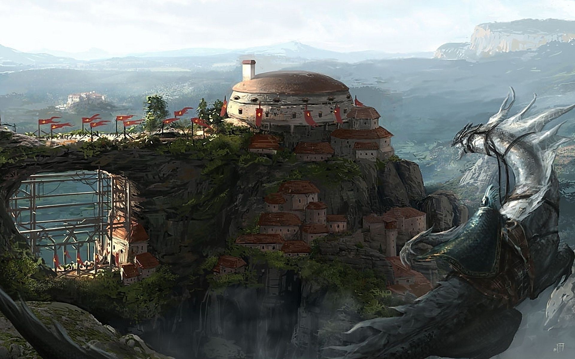 dragons paysage voyage architecture eau maison