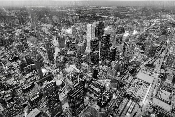 Vue de la métropole en noir et blanc