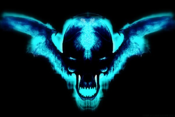 Art sous la forme d une radiographie d un crâne avec des ailes de chauve-souris