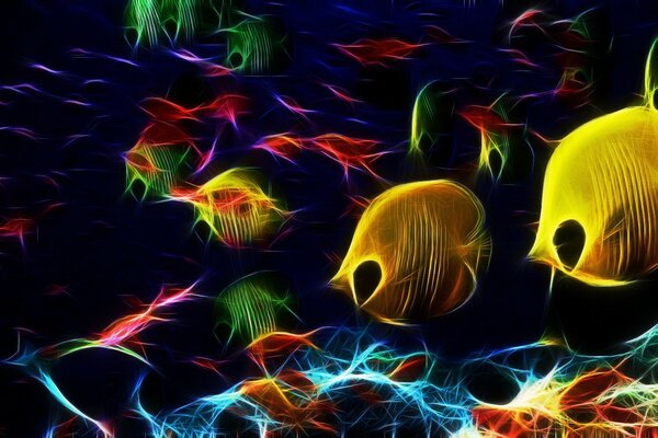 Abstraction de poissons multicolores