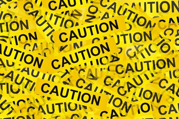 Texte Caution sur tout l écran