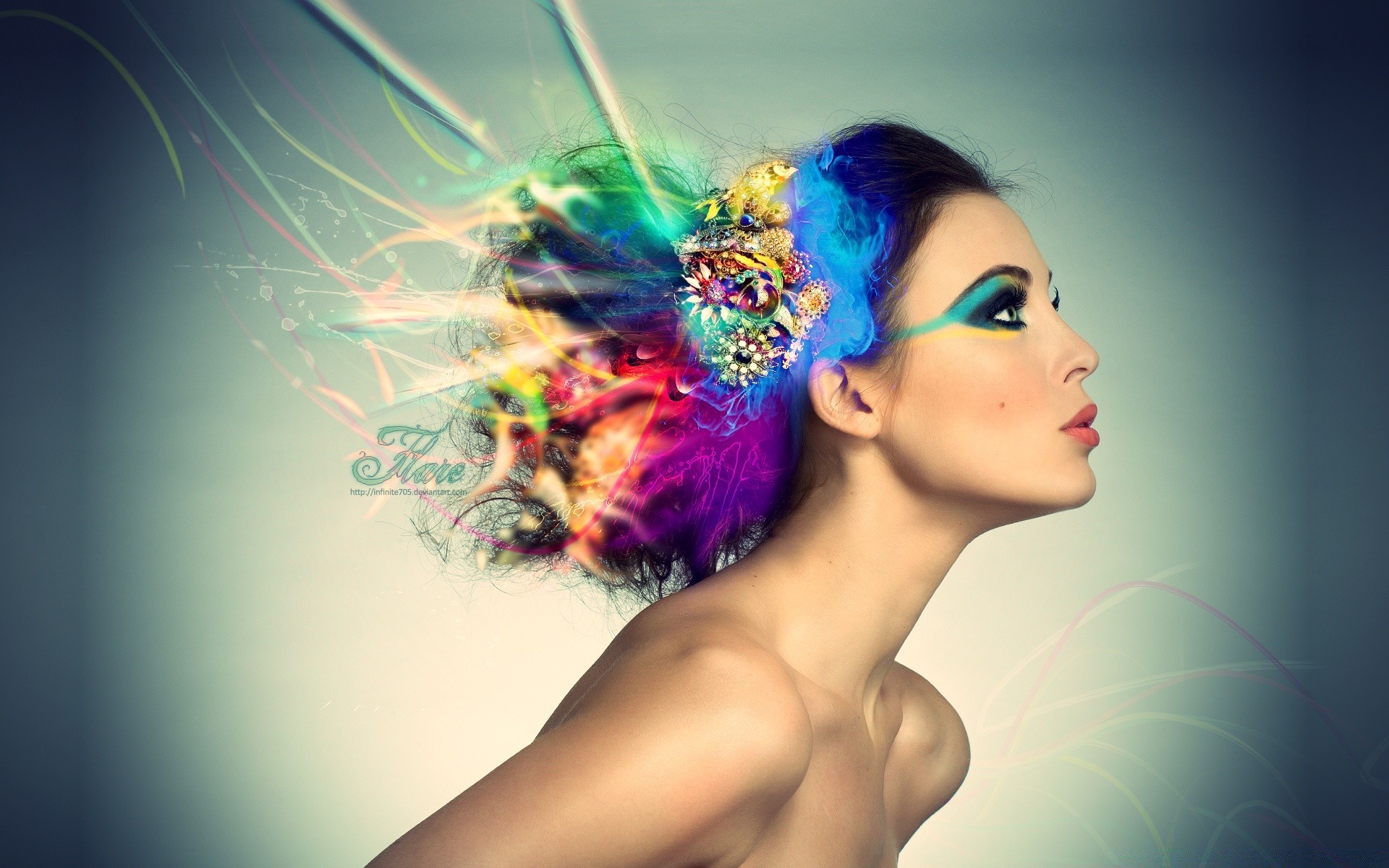 création femme fille belle glamour modèle mode portrait lumineux couleur bureau art lumière cheveux fantaisie