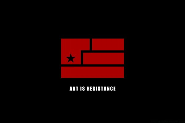 Icône rouge avec une étoile en forme de drapeau sur fond noir