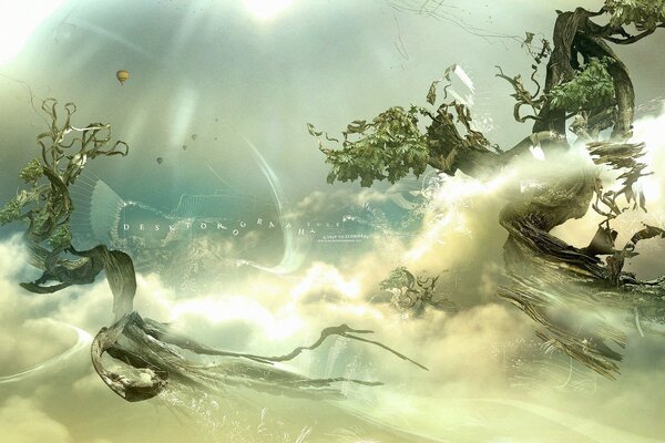 Arbres fantastiques avec des écorces