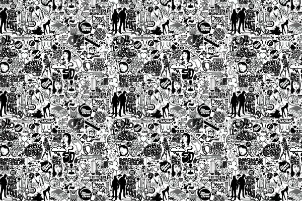 Image en noir et blanc avec un tas de petites personnes