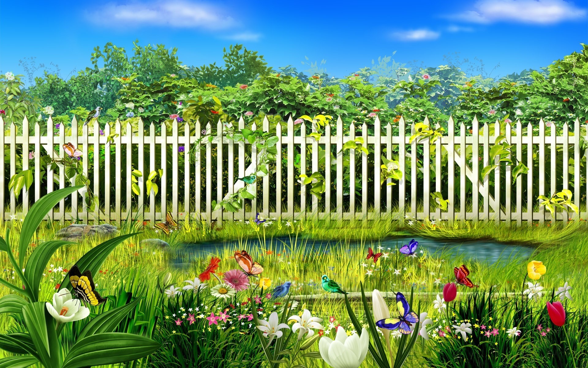 graphisme vectoriel herbe jardin nature fleur été flore feuille à l extérieur pelouse paysage parc ciel croissance clôture arbre belle