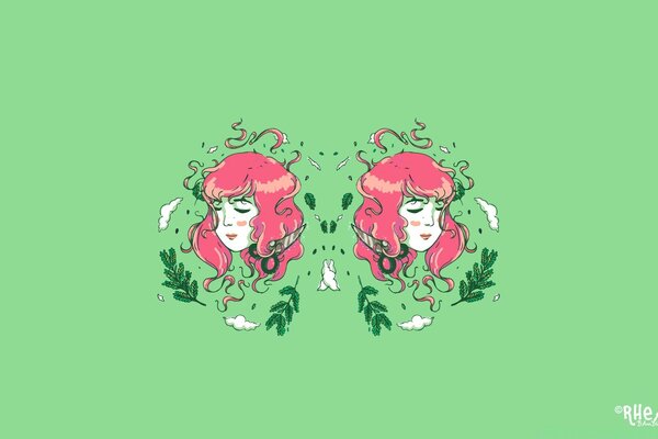 Illustration de deux filles jumelles