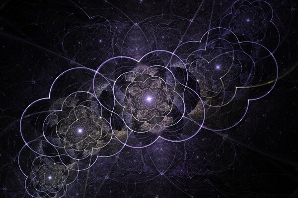 Lignes lumineuses abstraites sur fond violet