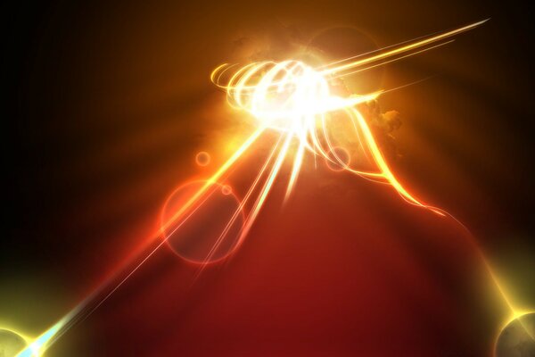 Soleil d or dans le ciel rouge