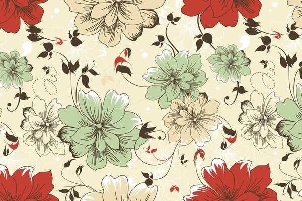 Fleurs multicolores sur fond neutre
