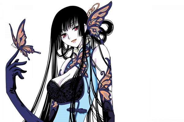 Anime femme avec tatouage papillon