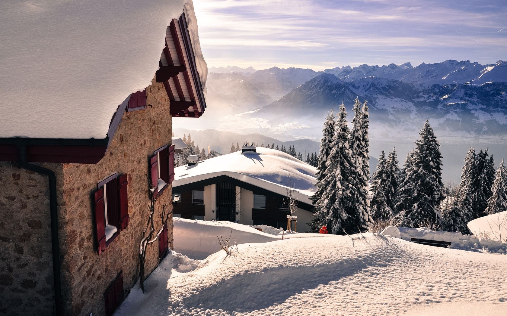 hiver neige voyage ciel montagnes froid paysage glace maison à l extérieur scénique