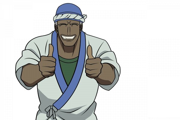 Ilustration anime homme satisfait