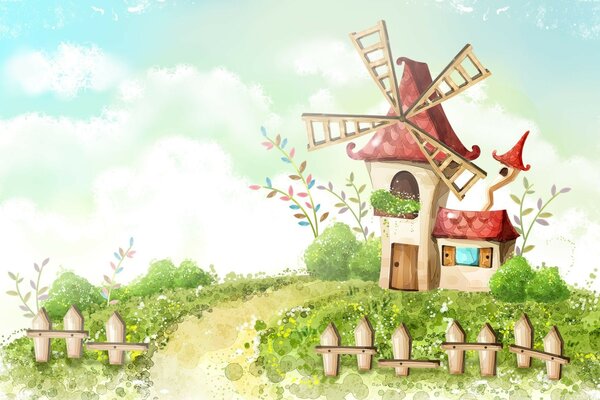Moulin à vent par temps clair