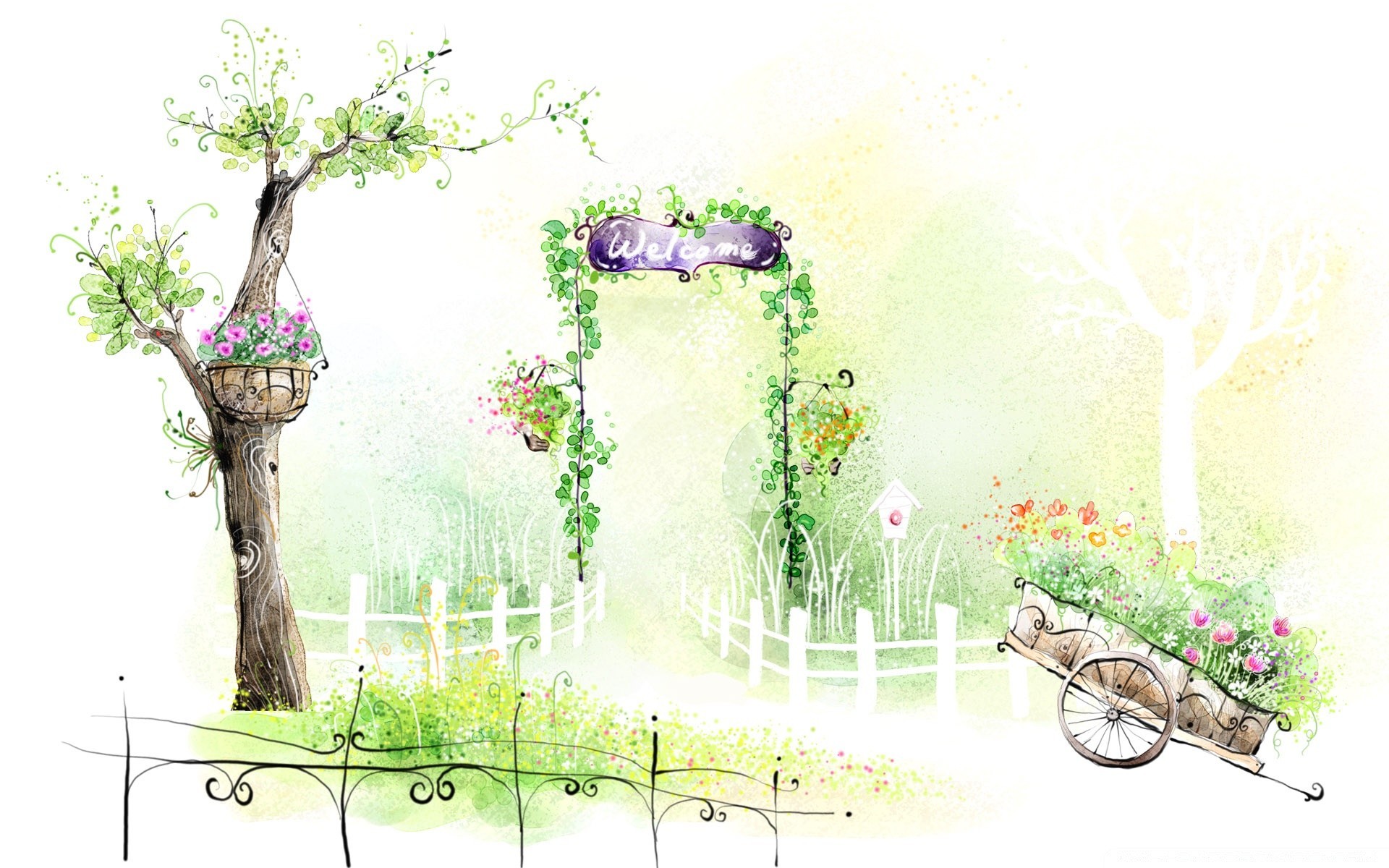 dessins arbre flore nature fleur feuille illustration jardin été herbe maison croissance bureau bois paysage art conception famille belle décoration