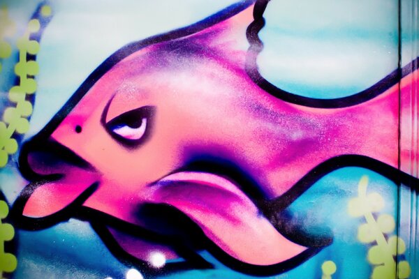 Beau poisson rose sur le mur