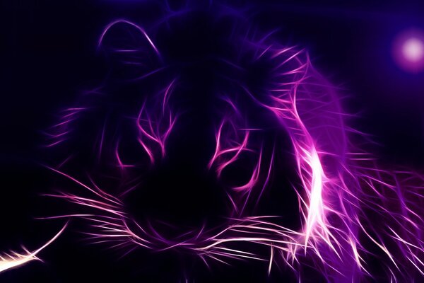 Tigre au néon sur fond sombre